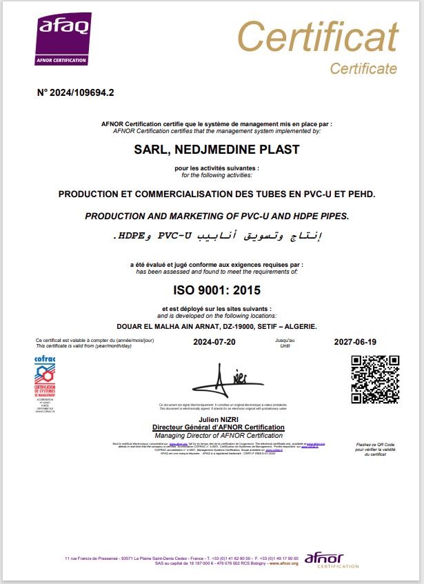 Obtention de La Certificat ISO 9001